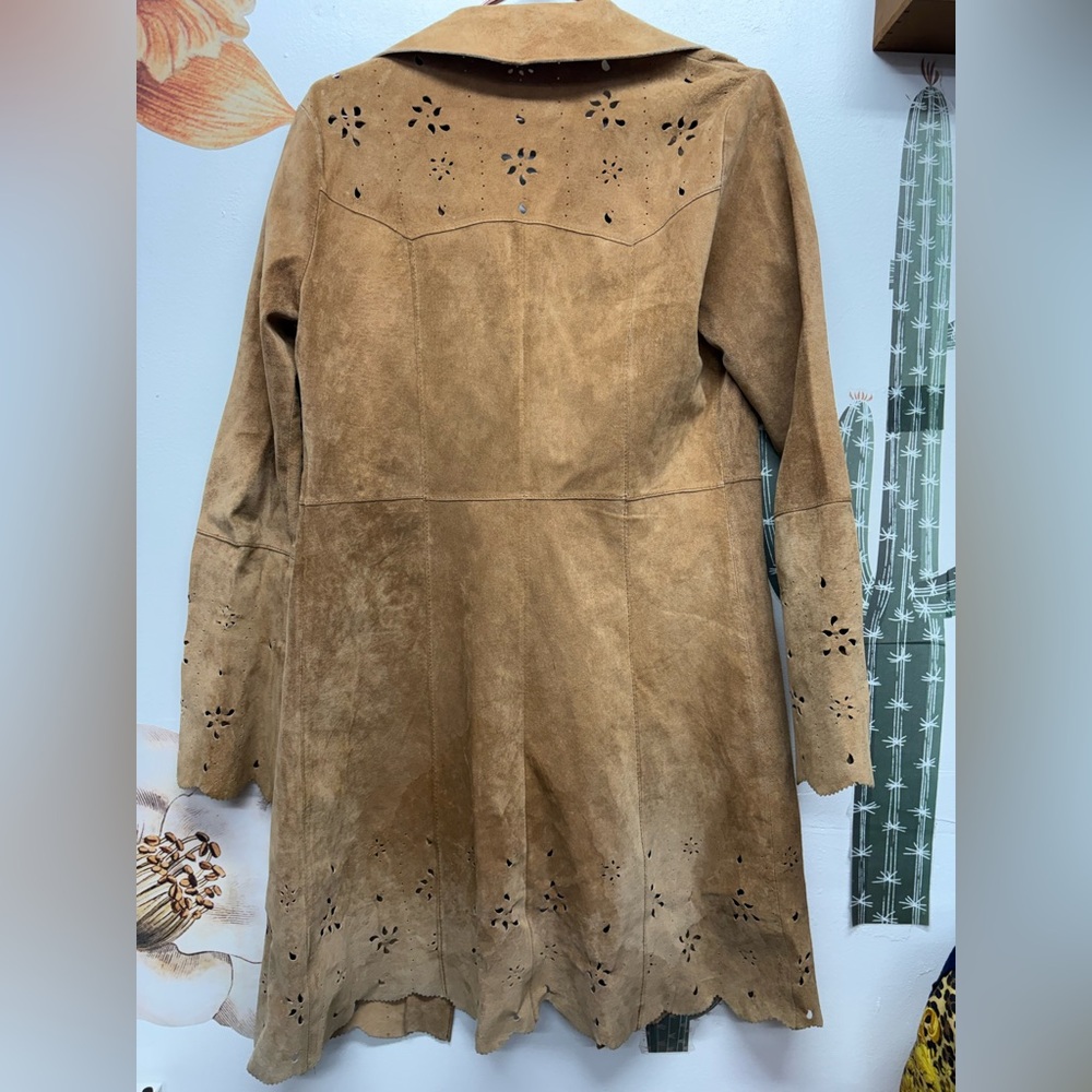 Tan Leather Women's Coat - Picture 9 of 16